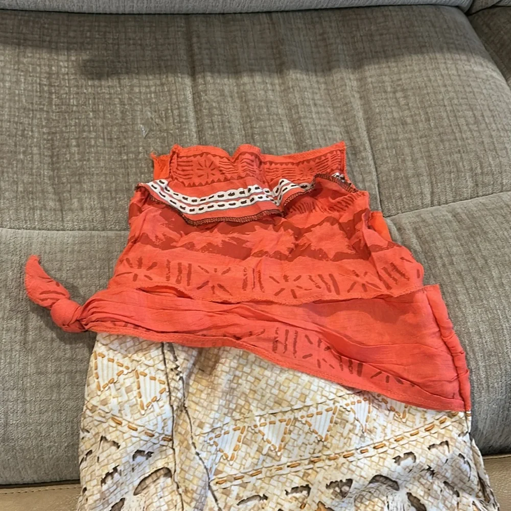 Disney Moana Red and White Patterned Top size 78 one piece used once